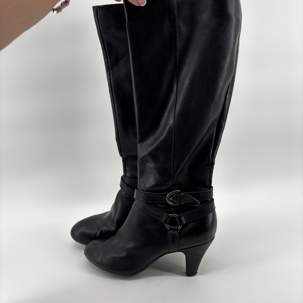 Naturalizer Fashion Boots Black Tall Heel Comfort With Buckle, Size 8.5M - Picture 4 of 10